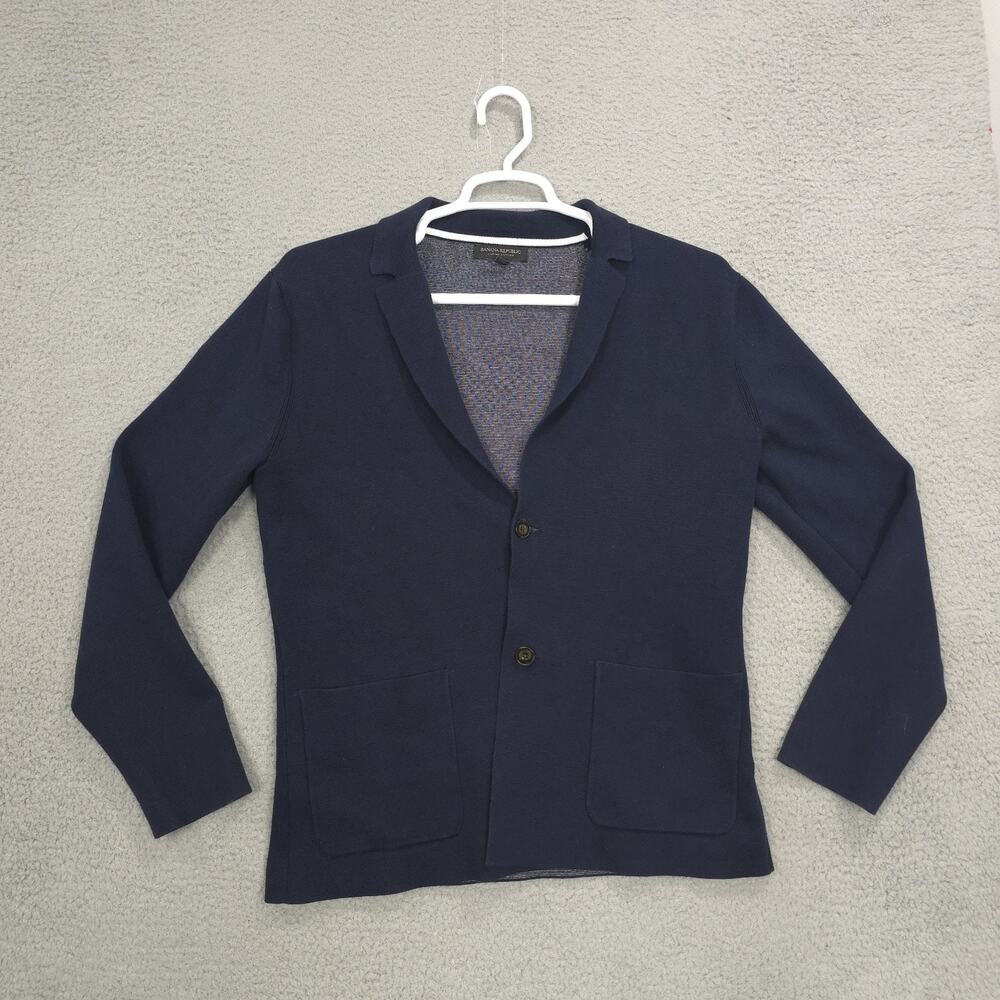 Banana Republic Modern Blazer Mens M Navy Supima Cotton Knit Sweater Jacket EUC